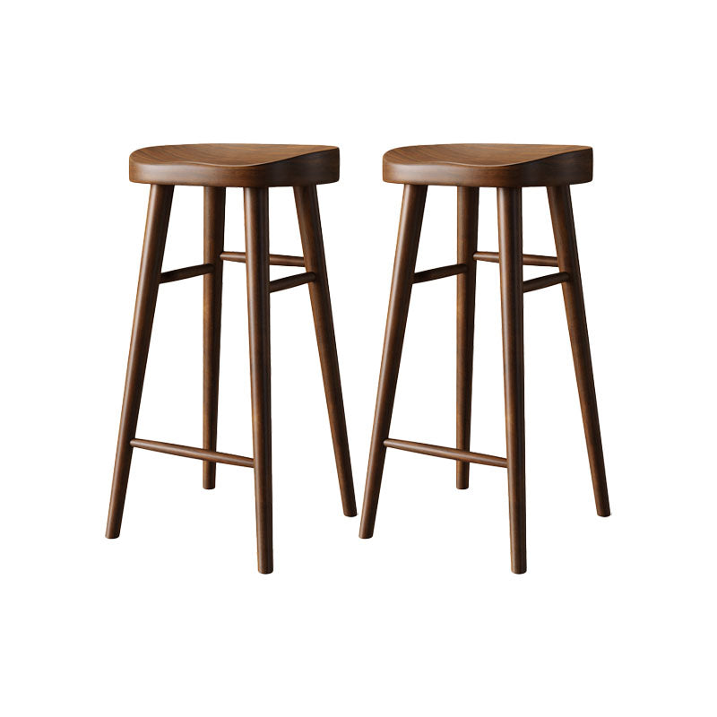 Scandinavian Dining Stools Solid Wood Bar Stools with Footrest