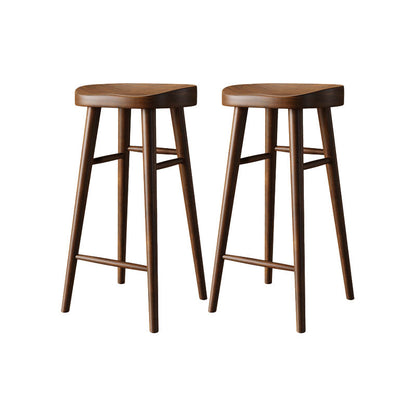 Scandinavian Dining Stools Solid Wood Bar Stools with Footrest
