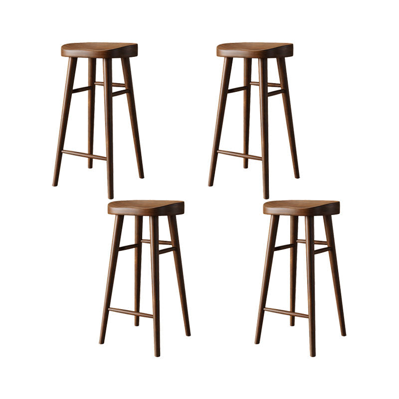 Scandinavian Dining Stools Solid Wood Bar Stools with Footrest