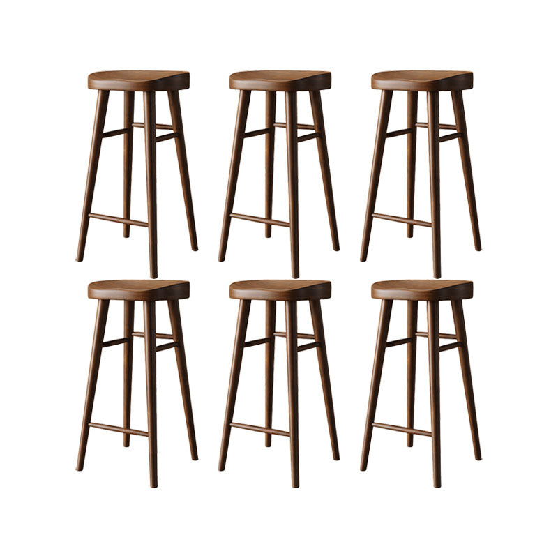 Scandinavian Dining Stools Solid Wood Bar Stools with Footrest