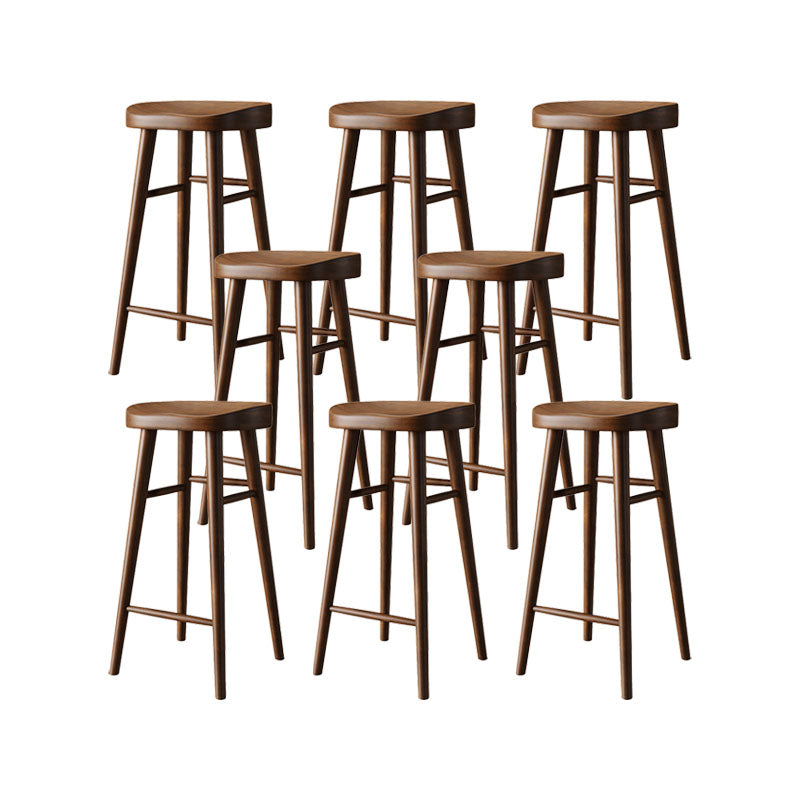Scandinavian Dining Stools Solid Wood Bar Stools with Footrest