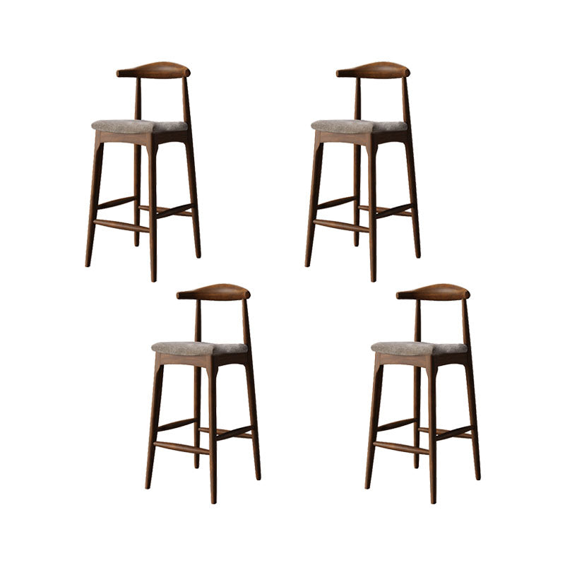 Scandinavian Dining Stools Solid Wood Bar Stools with Footrest