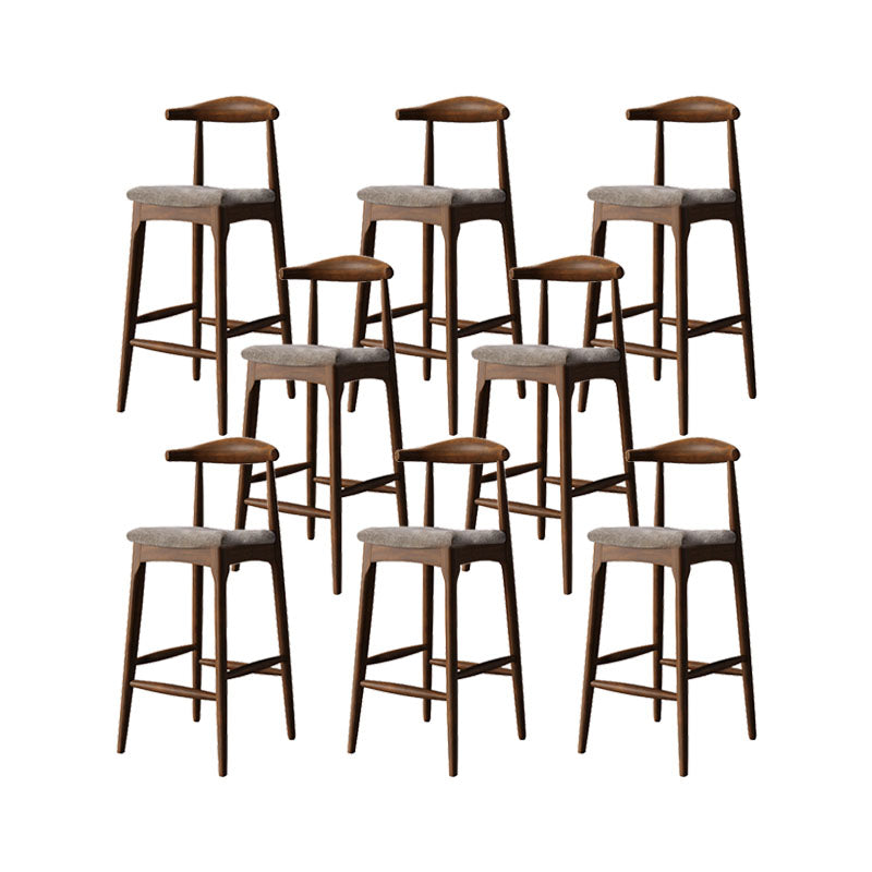 Scandinavian Dining Stools Solid Wood Bar Stools with Footrest
