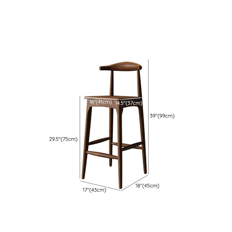 Scandinavian Dining Stools Solid Wood Bar Stools with Footrest