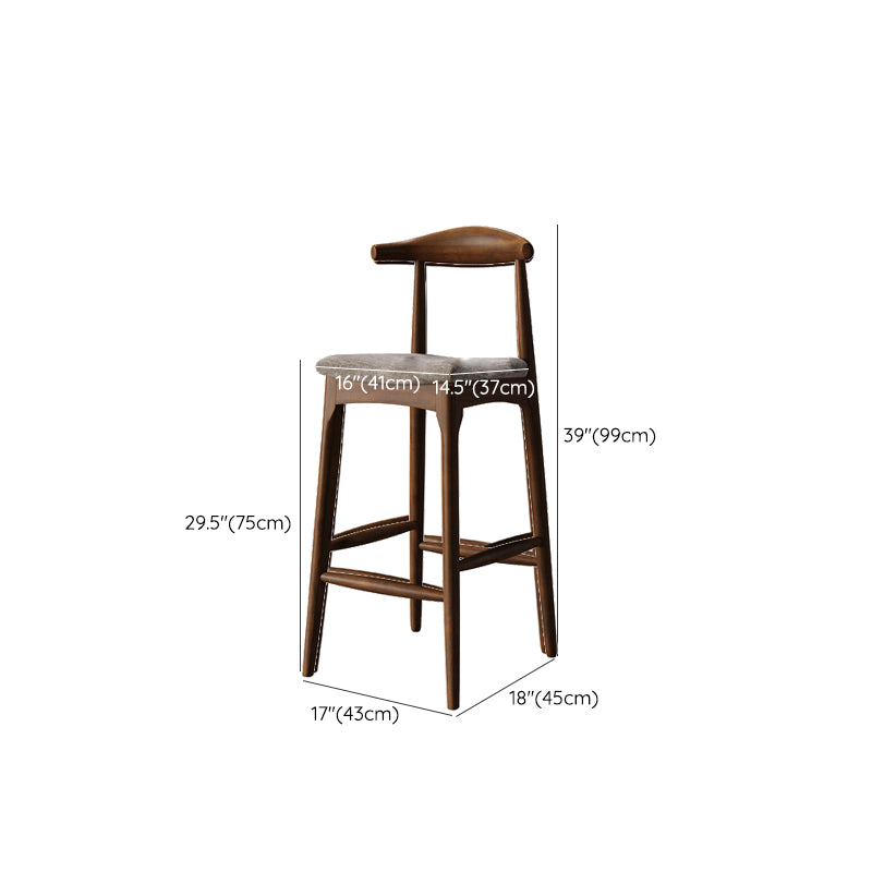 Scandinavian Dining Stools Solid Wood Bar Stools with Footrest