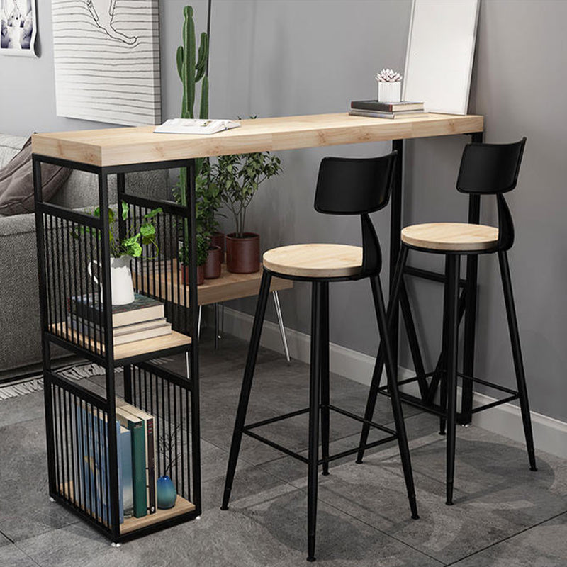 Juego de mesa de Pub con barra de pedestal doble, mesa y taburetes de Bar de madera maciza y hierro, 3 uds.