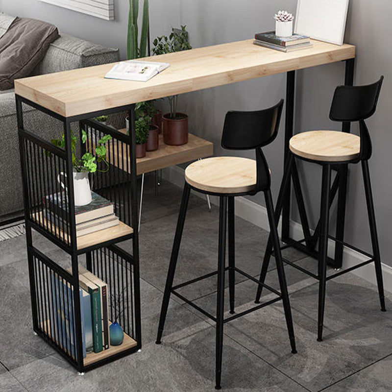 Juego de mesa de Pub con barra de pedestal doble, mesa y taburetes de Bar de madera maciza y hierro, 3 uds.