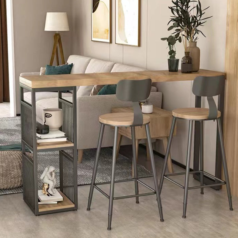 Juego de mesa de Pub con barra de pedestal doble, mesa y taburetes de Bar de madera maciza y hierro, 3 uds.