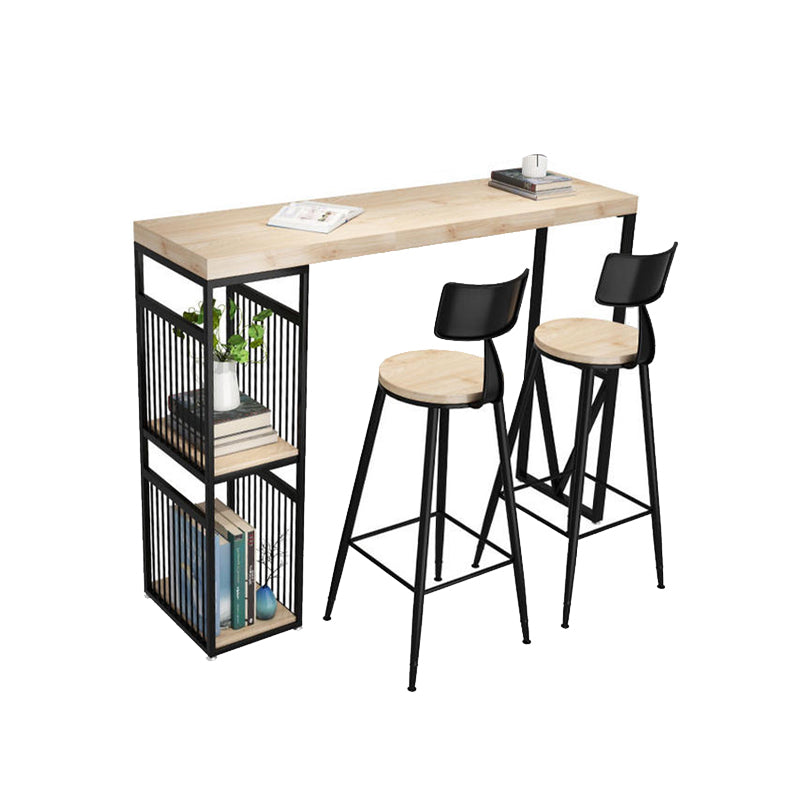 Juego de mesa de Pub con barra de pedestal doble, mesa y taburetes de Bar de madera maciza y hierro, 3 uds.