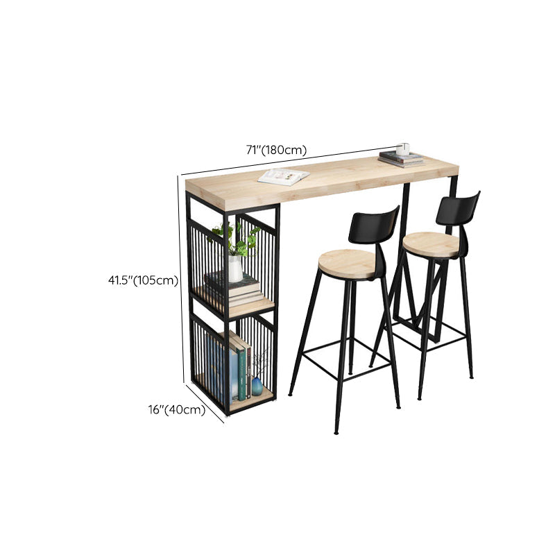 Juego de mesa de Pub con barra de pedestal doble, mesa y taburetes de Bar de madera maciza y hierro, 3 uds.