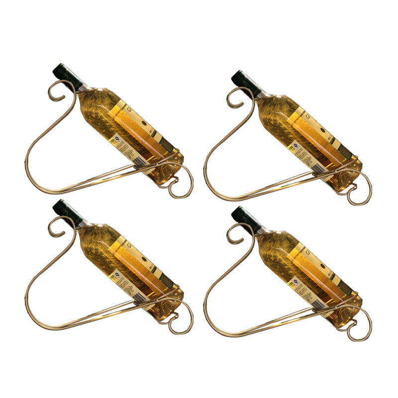 Modern Tabletop Wine Bottle Rack Metal Wine Bottle Rack for Home Gold 4 Piece Set Clearhalo 'furn' 'furn_wine_racks' 'Furniture' 'Kitchen & Dining Furniture' 'Wine Racks' 'wine_racks' 7425927
