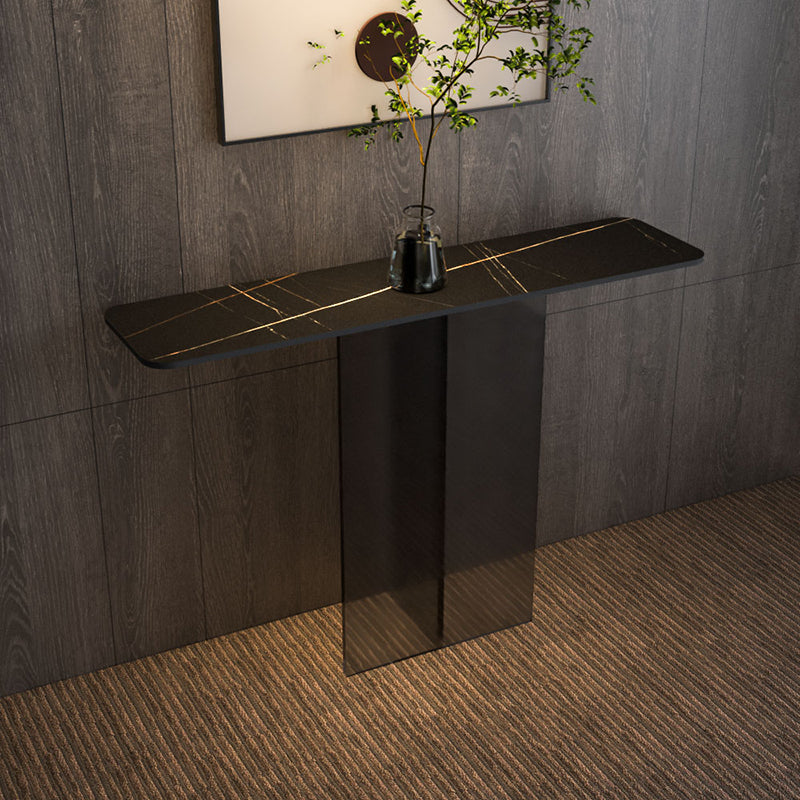 Tavolo della console contemporanea a forma di rettangolo oro/console in pietra nera
