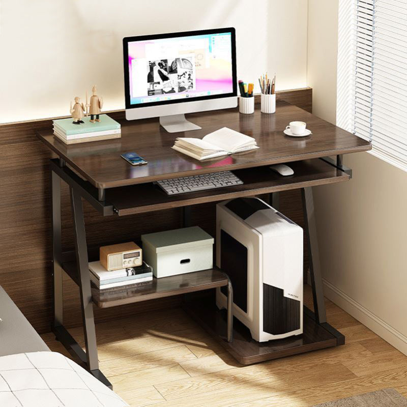Contemporary Engineered Wood Writing Desk Keyboard Tray Desk Walnut Clearhalo 'furn' 'furn_office_desk' 'Furniture' 'Office Desks' 'Office Furniture' 'office_desk' 7428442