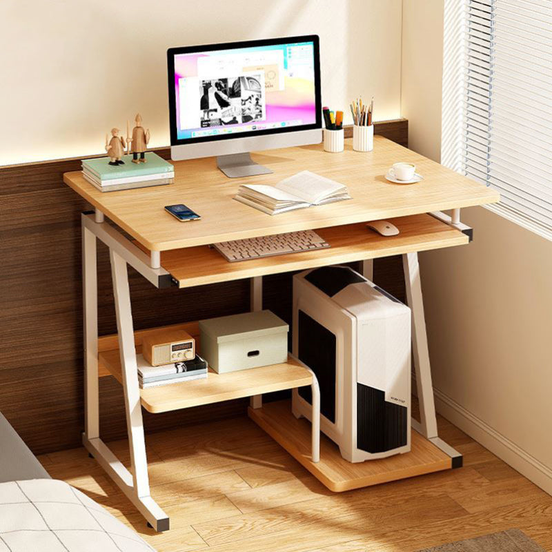Contemporary Engineered Wood Writing Desk Keyboard Tray Desk Natural Clearhalo 'furn' 'furn_office_desk' 'Furniture' 'Office Desks' 'Office Furniture' 'office_desk' 7428444