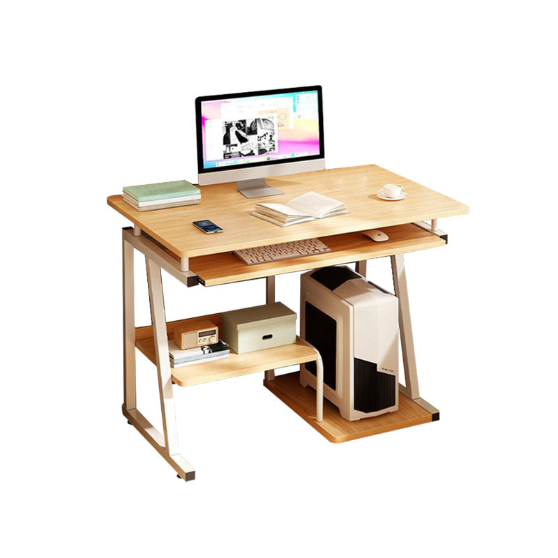 Contemporary Engineered Wood Writing Desk Keyboard Tray Desk 28"L x 16"W x 29"H Natural Clearhalo 'furn' 'furn_office_desk' 'Furniture' 'Office Desks' 'Office Furniture' 'office_desk' 7428450