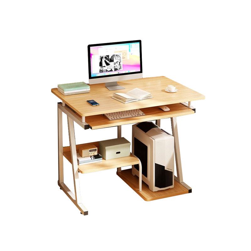 Contemporary Engineered Wood Writing Desk Keyboard Tray Desk 23"L x 16"W x 29"H Natural Clearhalo 'furn' 'furn_office_desk' 'Furniture' 'Office Desks' 'Office Furniture' 'office_desk' 7428452