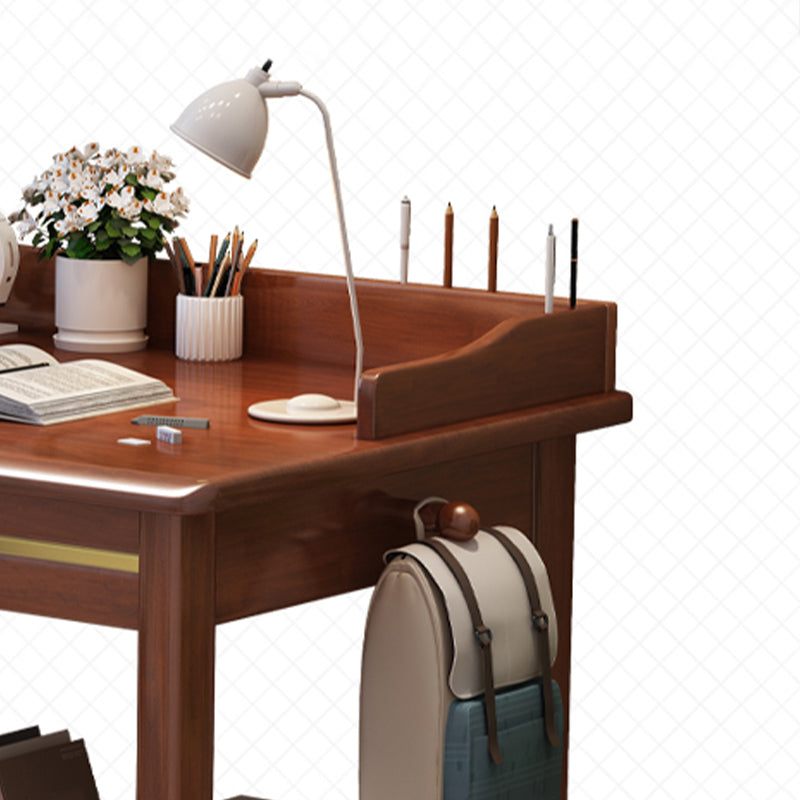 Bedroom Writing Desk Solid Wood Glam Computer Desk with Shelf , 29.5 Inch High Clearhalo 'furn' 'furn_office_desk' 'Furniture' 'Office Desks' 'Office Furniture' 'office_desk' 7428486