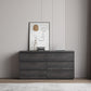 Modern Storage Chest Dresser Wooden Storage Chest with 6 Drawers 59"L x 16"W x 31"H Black Clearhalo 'Bedroom Furniture' 'Dressers & Chests' 'dressers_chests' 'furn' 'furn_dressers_chests' 'Furniture' 7429071