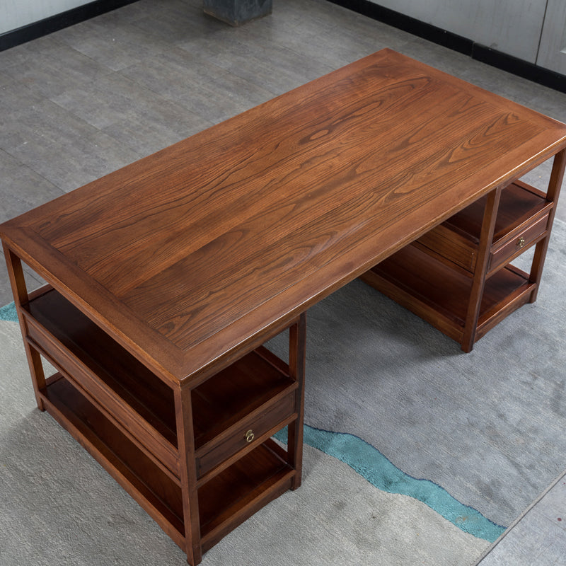 Contemporary Wood Office Desk Rectangular Shape Task Desk with 2 Drawers for Home 79"L x 39"W x 31"H Clearhalo 'furn' 'furn_office_desk' 'Furniture' 'Office Desks' 'Office Furniture' 'office_desk' 7429122