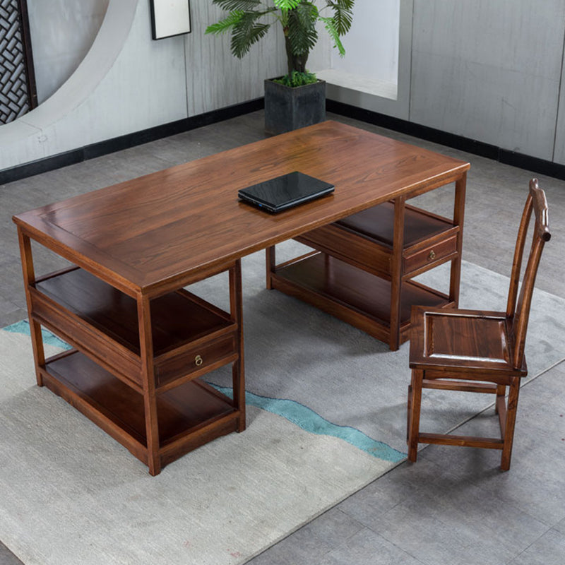 Contemporary Wood Office Desk Rectangular Shape Task Desk with 2 Drawers for Home Clearhalo 'furn' 'furn_office_desk' 'Furniture' 'Office Desks' 'Office Furniture' 'office_desk' 7429126