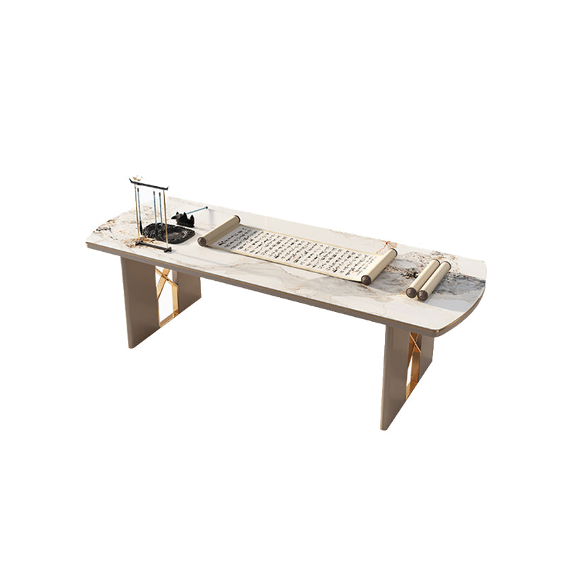 Bureau en pierre incurvé Glam Style Metal Writing Bureau pour le bureau