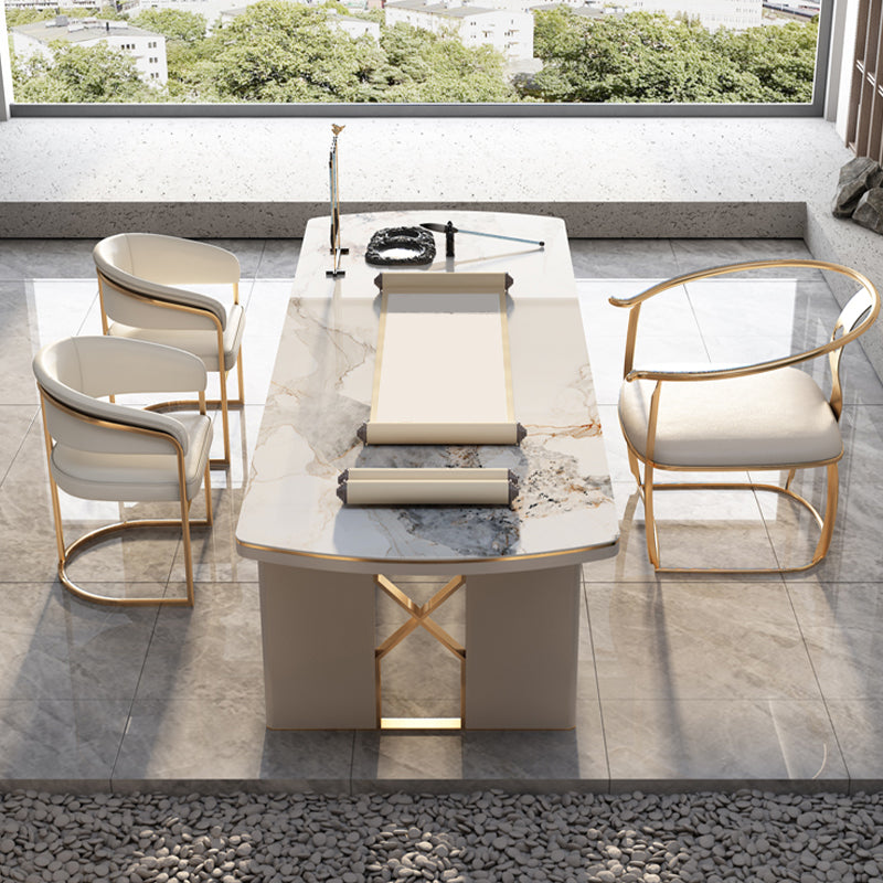 Bureau en pierre incurvé Glam Style Metal Writing Bureau pour le bureau