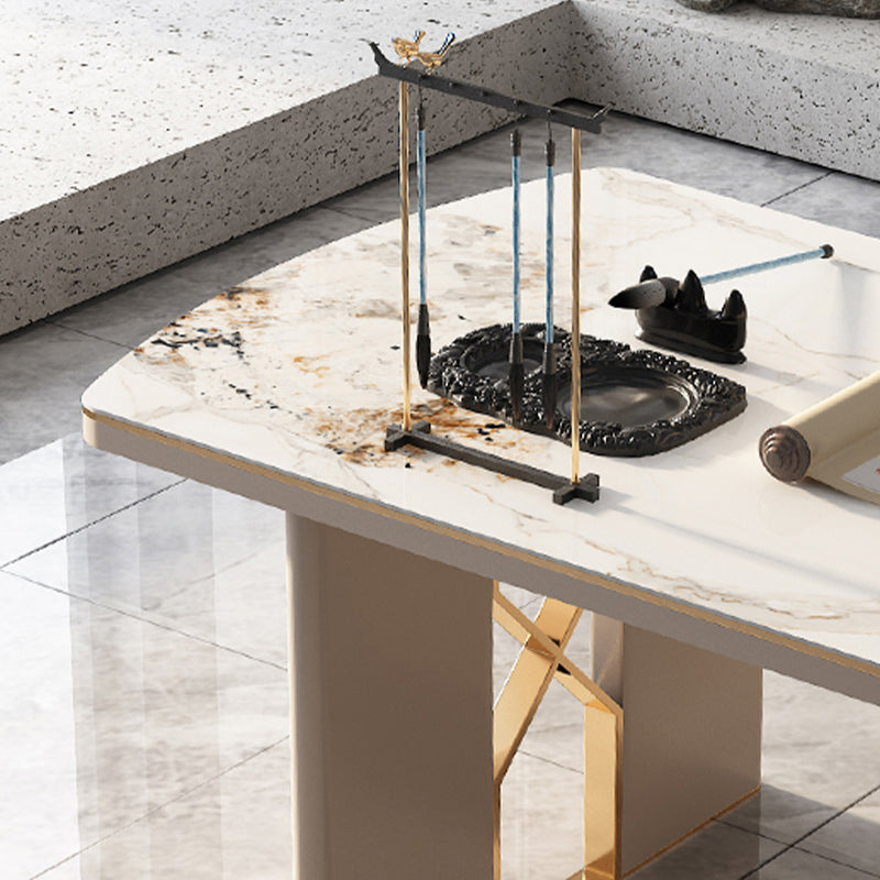 Bureau en pierre incurvé Glam Style Metal Writing Bureau pour le bureau