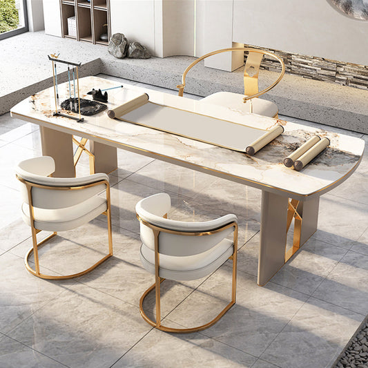 Bureau en pierre incurvé Glam Style Metal Writing Bureau pour le bureau