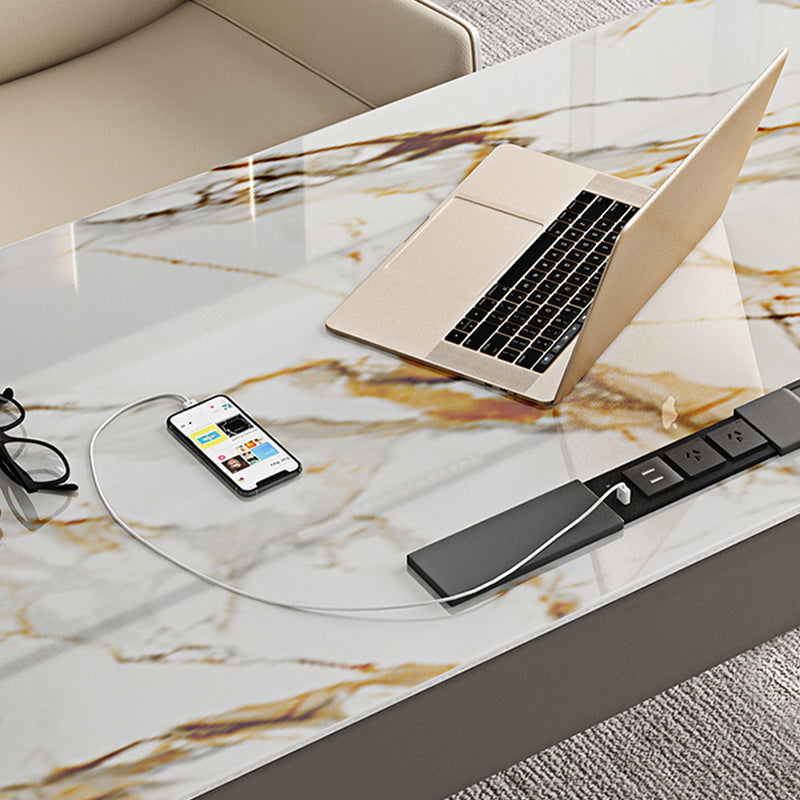 Escritorio de oficina de piedra rectangular escritorio de estilo moderno con 6 cajones