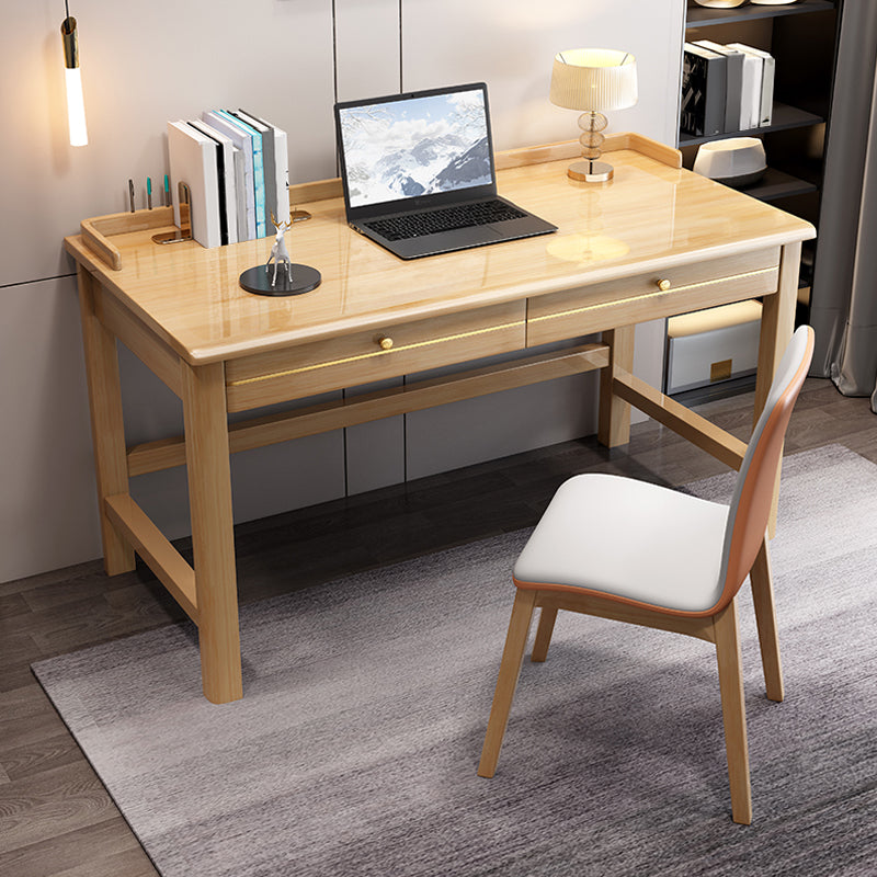 Escritorio de oficina de dormitorio escritorio de escritura de madera sólida con cajones, 31.5 "H