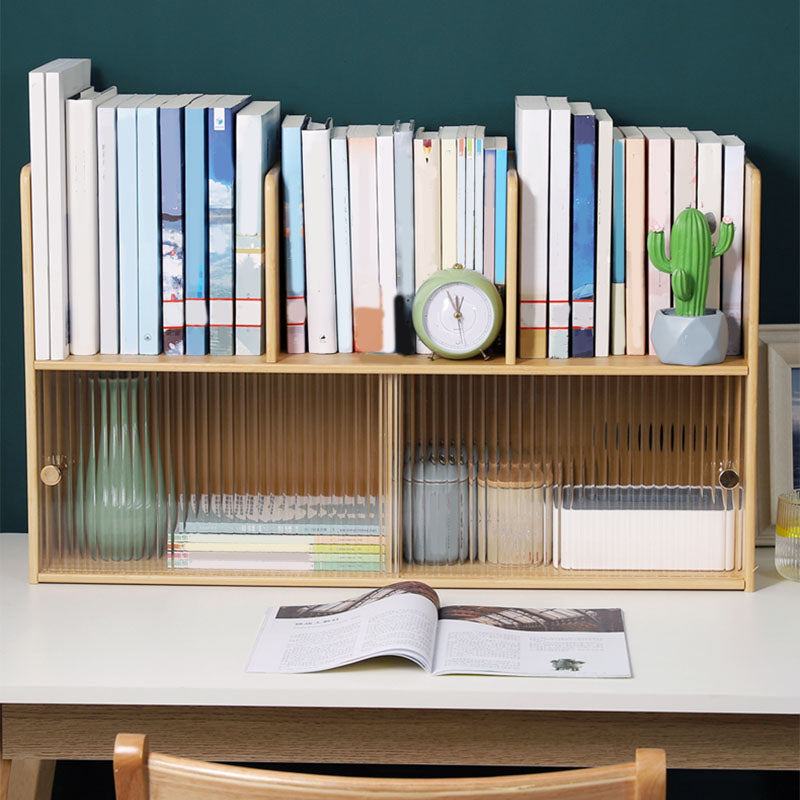 Eigentijdse gesloten bamboo -boekenplank glazen boekenkast voor thuis en kantoor