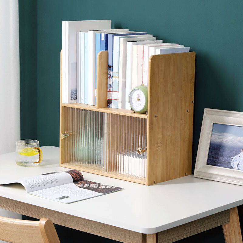 Eigentijdse gesloten bamboo -boekenplank glazen boekenkast voor thuis en kantoor