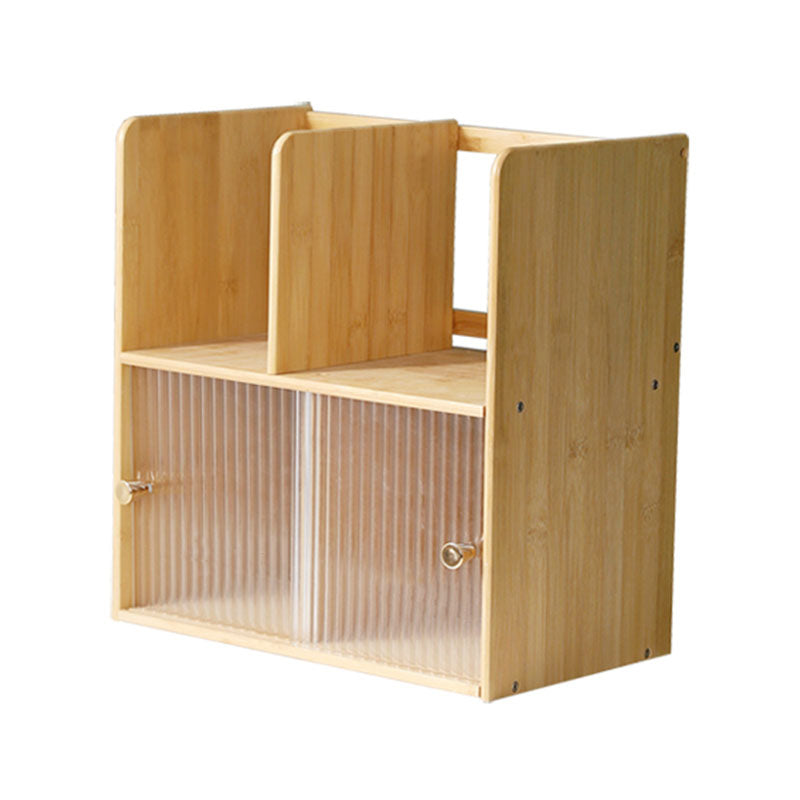 Eigentijdse gesloten bamboo -boekenplank glazen boekenkast voor thuis en kantoor