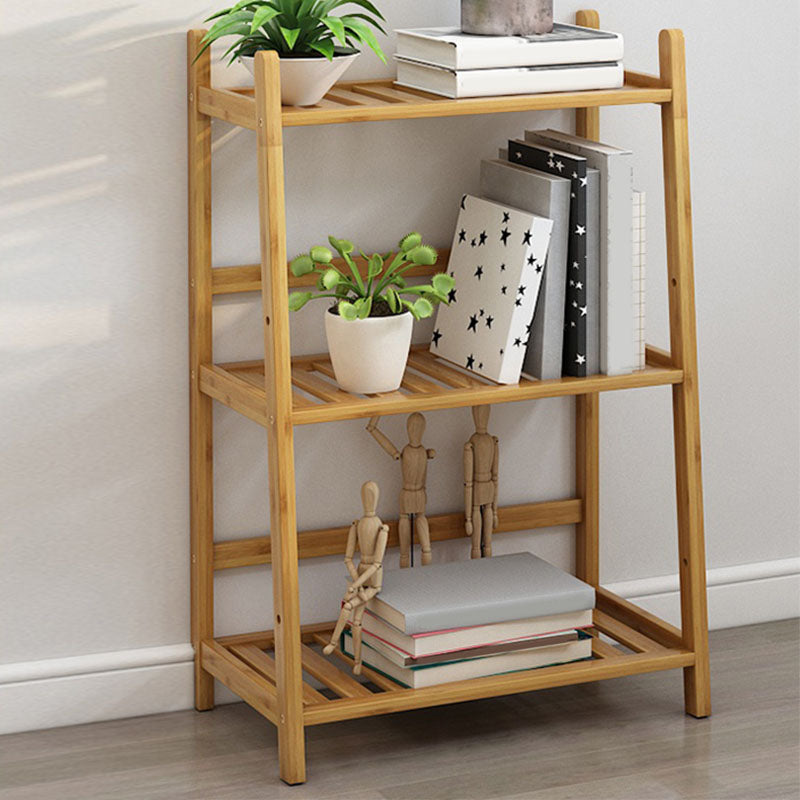 Contemporary Open Back Bamboo Bookshelf Ladder Bookcase with Shelves 20"L x 12"W x 26"H Clearhalo 'Bookcases' 'furn' 'furn_bookcases' 'Furniture' 'Office Furniture' 7429585