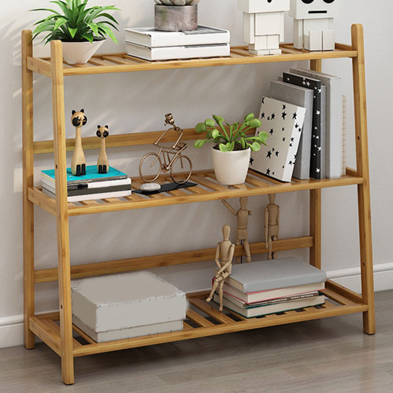 Contemporary Open Back Bamboo Bookshelf Ladder Bookcase with Shelves 31"L x 12"W x 26"H Clearhalo 'Bookcases' 'furn' 'furn_bookcases' 'Furniture' 'Office Furniture' 7429590
