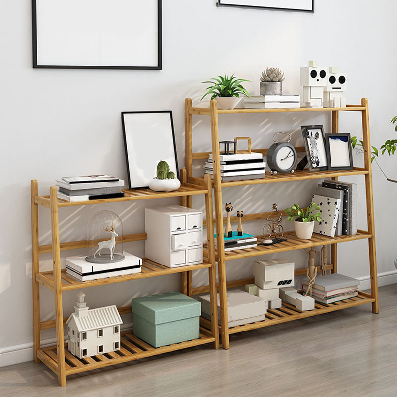 Contemporary Open Back Bamboo Bookshelf Ladder Bookcase with Shelves Clearhalo 'Bookcases' 'furn' 'furn_bookcases' 'Furniture' 'Office Furniture' 7429591