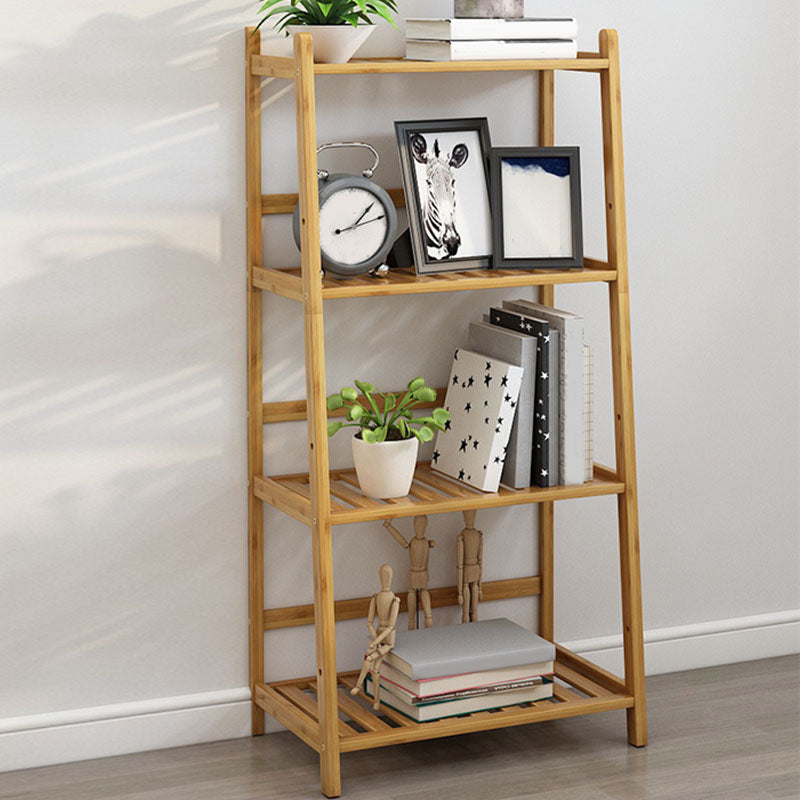 Contemporary Open Back Bamboo Bookshelf Ladder Bookcase with Shelves 20"L x 13"W x 37"H Clearhalo 'Bookcases' 'furn' 'furn_bookcases' 'Furniture' 'Office Furniture' 7429594