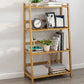 Contemporary Open Back Bamboo Bookshelf Ladder Bookcase with Shelves 24"L x 13"W x 37"H Clearhalo 'Bookcases' 'furn' 'furn_bookcases' 'Furniture' 'Office Furniture' 7429596