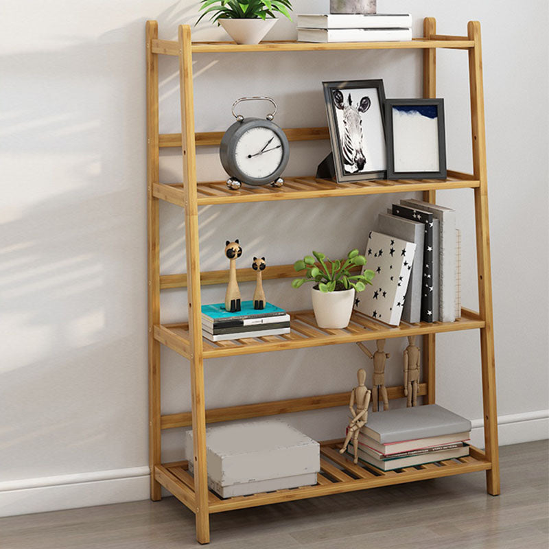Contemporary Open Back Bamboo Bookshelf Ladder Bookcase with Shelves 28"L x 13"W x 37"H Clearhalo 'Bookcases' 'furn' 'furn_bookcases' 'Furniture' 'Office Furniture' 7429599