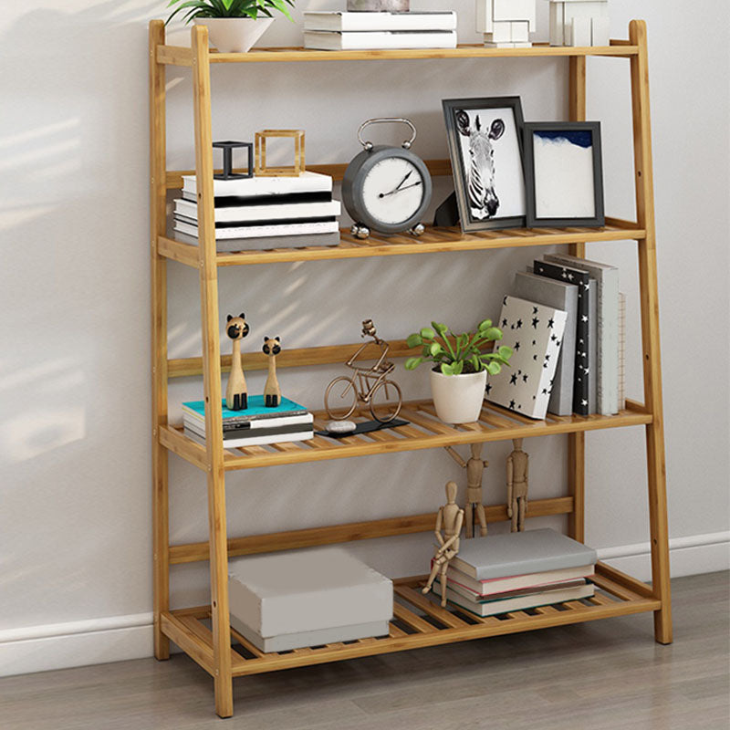 Contemporary Open Back Bamboo Bookshelf Ladder Bookcase with Shelves 31"L x 13"W x 37"H Clearhalo 'Bookcases' 'furn' 'furn_bookcases' 'Furniture' 'Office Furniture' 7429600