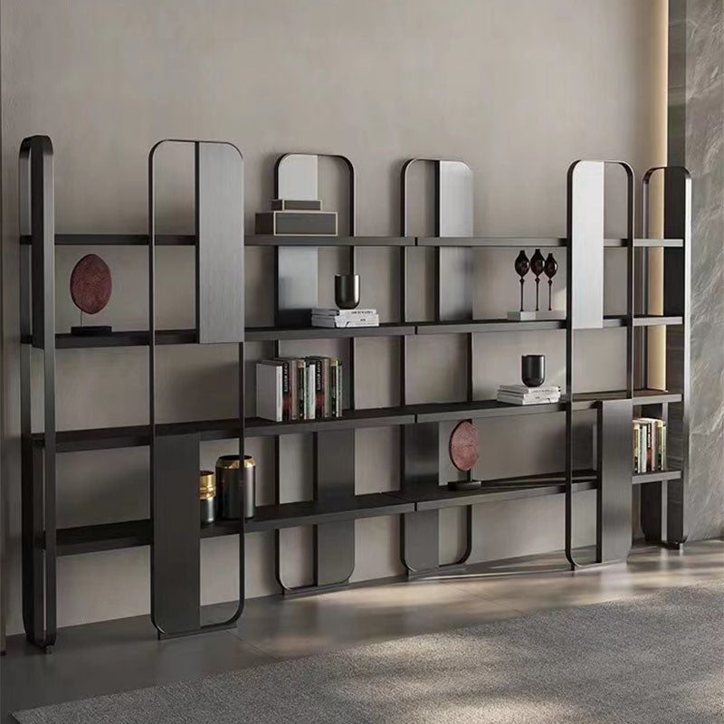 4 Shelves Contemporary Bookcase Standard Metal Open Back Bookshelf Clearhalo 'Bookcases' 'furn' 'furn_bookcases' 'Furniture' 'Office Furniture' 7429612