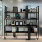 4 Shelves Contemporary Bookcase Standard Metal Open Back Bookshelf Black Clearhalo 'Bookcases' 'furn' 'furn_bookcases' 'Furniture' 'Office Furniture' 7429616