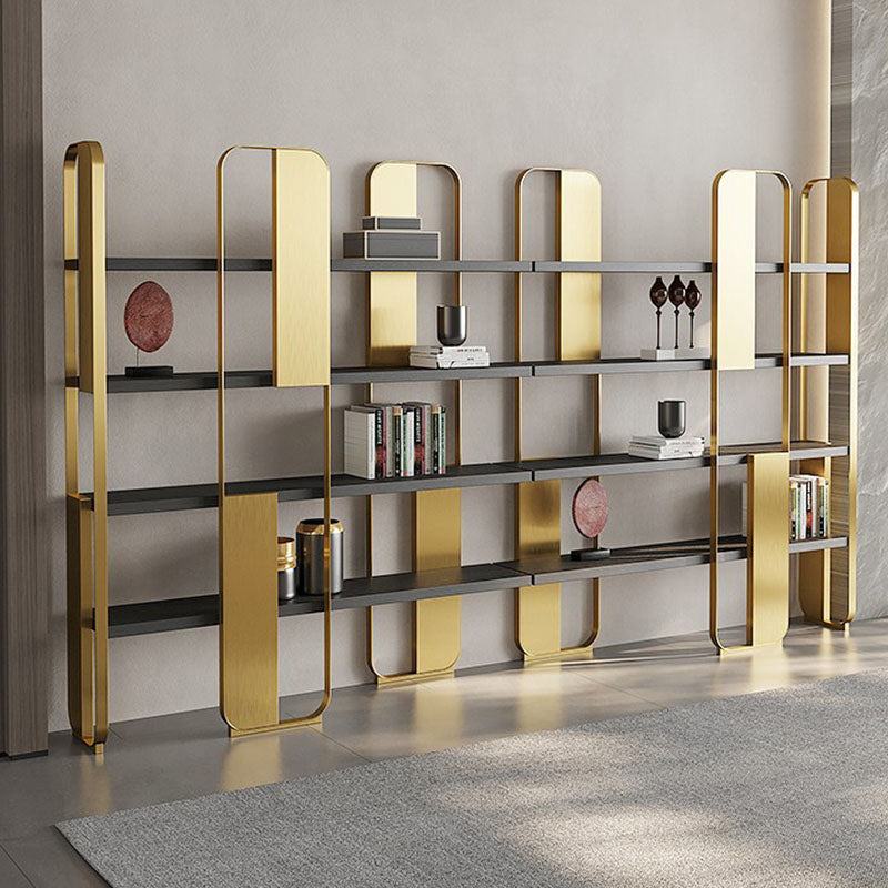 4 Shelves Contemporary Bookcase Standard Metal Open Back Bookshelf Clearhalo 'Bookcases' 'furn' 'furn_bookcases' 'Furniture' 'Office Furniture' 7429617