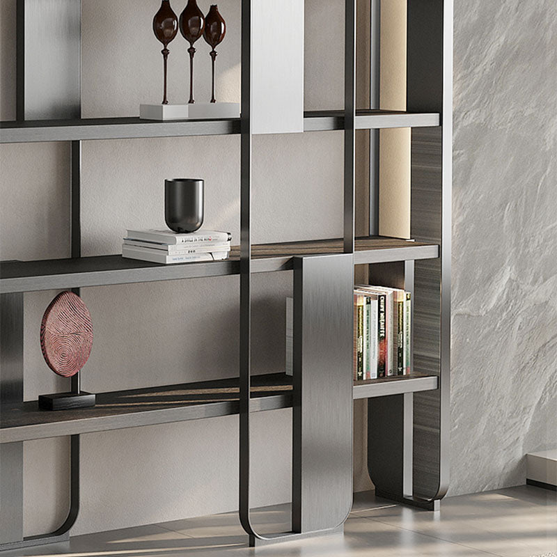 4 Shelves Contemporary Bookcase Standard Metal Open Back Bookshelf Clearhalo 'Bookcases' 'furn' 'furn_bookcases' 'Furniture' 'Office Furniture' 7429622