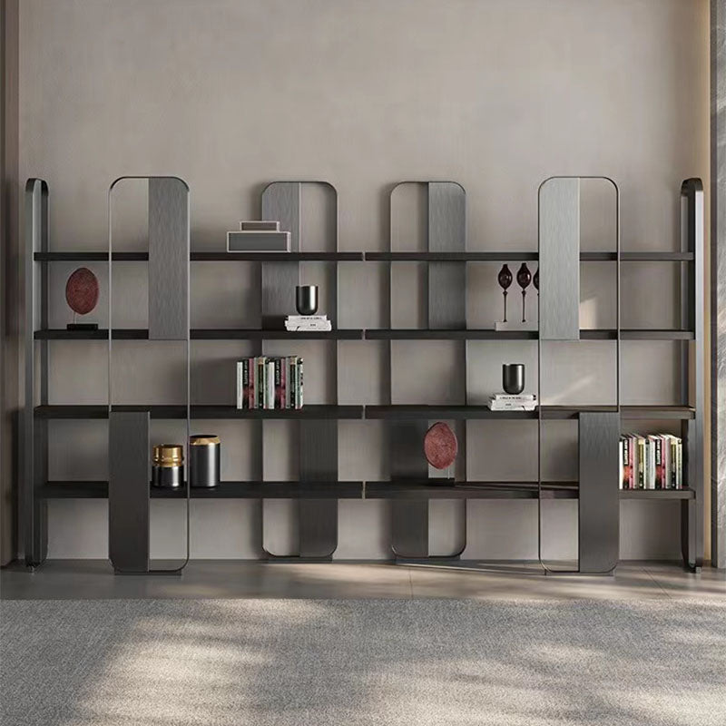 4 Shelves Contemporary Bookcase Standard Metal Open Back Bookshelf Clearhalo 'Bookcases' 'furn' 'furn_bookcases' 'Furniture' 'Office Furniture' 7429626