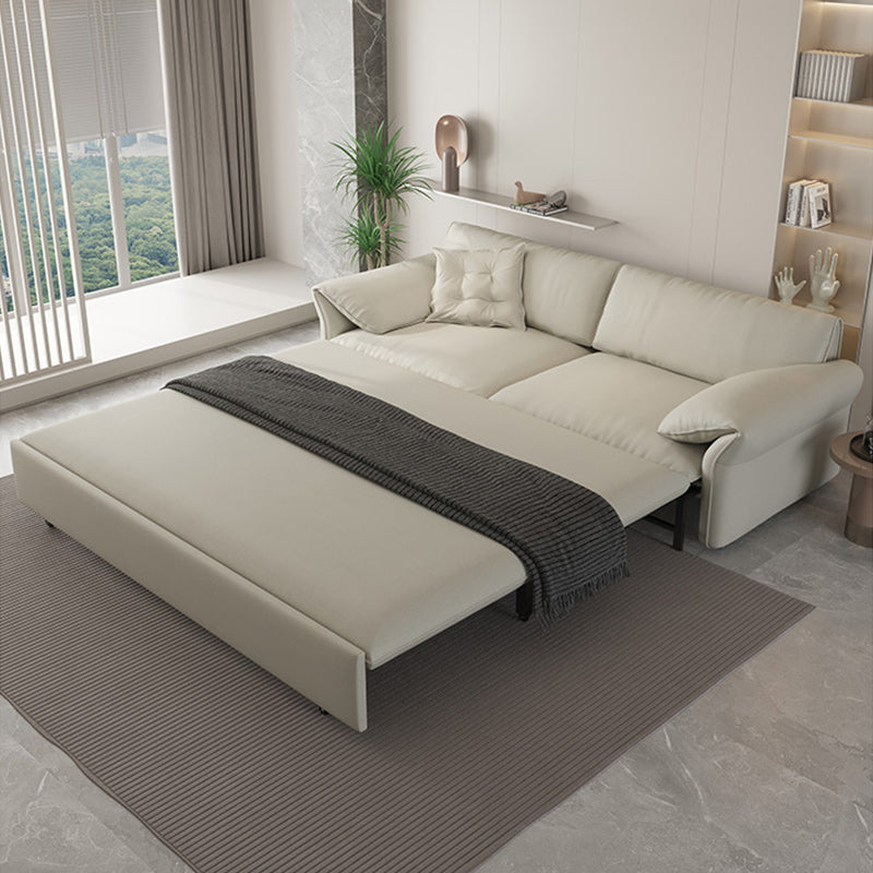 Scandinavian White Futon Sleeper Sofa Pillow Back Futon and Mattress with Storage