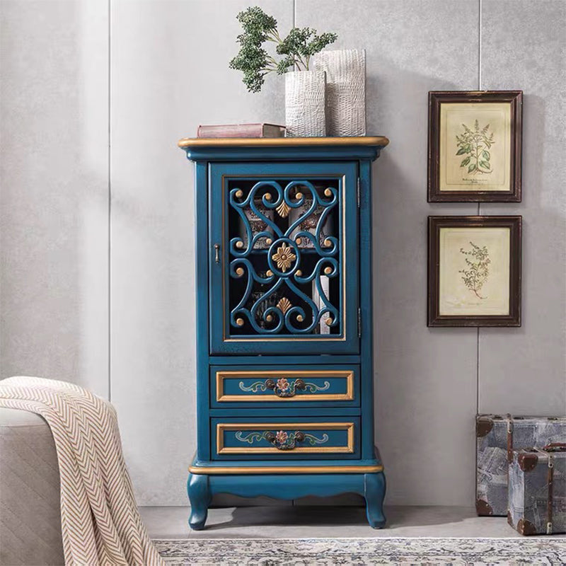 Mid-century Modern 1- Door Distressed Wood Cabinet, Rectangle Accent Cabinet