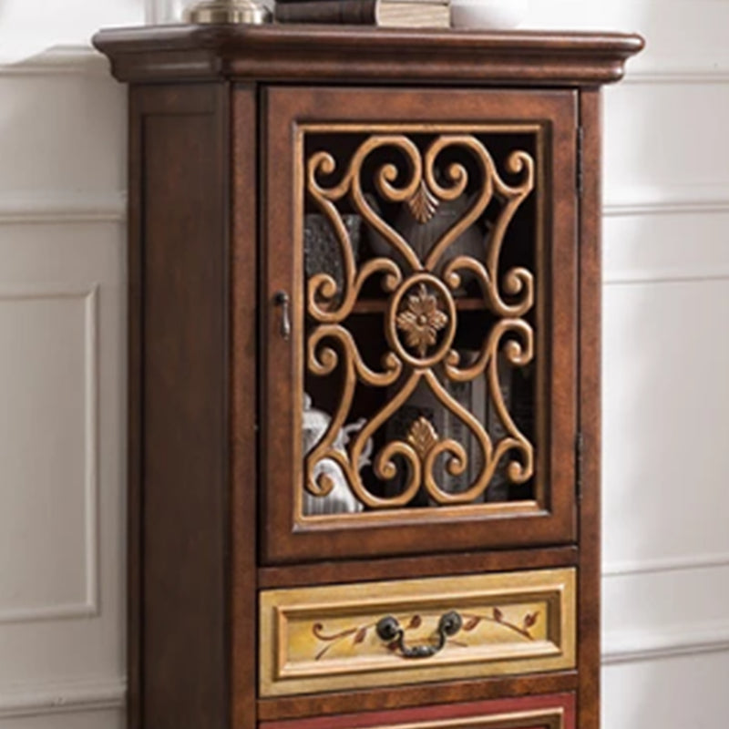 Mid-century Modern 1- Door Distressed Wood Cabinet, Rectangle Accent Cabinet