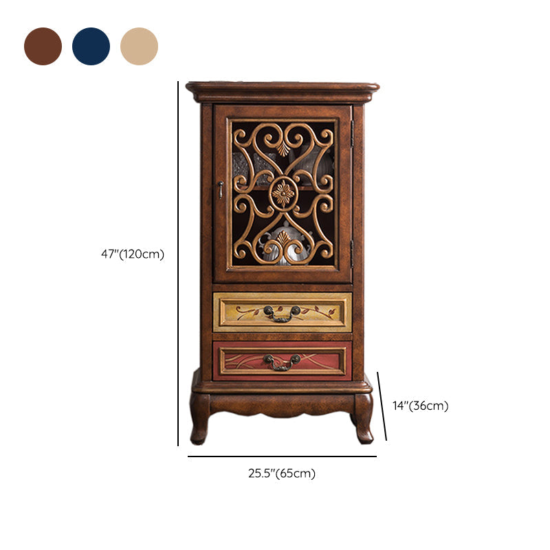 Mid-century Modern 1- Door Distressed Wood Cabinet, Rectangle Accent Cabinet