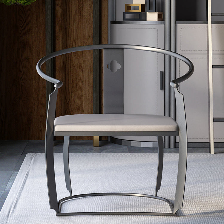 Glam Style Dining Chair Upholstered Arm Chair with Metal Base Clearhalo 'Dining Chairs' 'Dining Tables & Seating' 'dining_chair' 'furn' 'furn_dining_chair' 'Furniture' 'Kitchen & Dining Furniture' 7434064